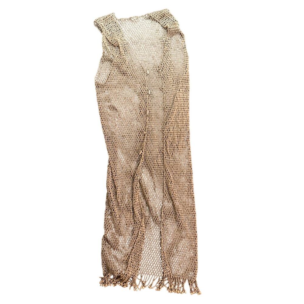 Beige mesh swuimsuit cover